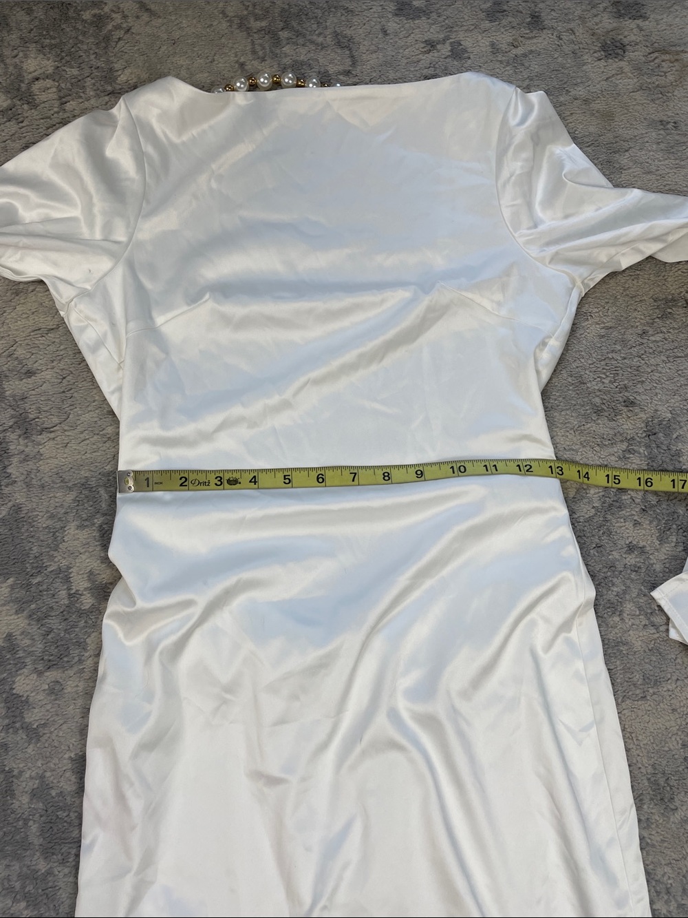 NWT Khanums Keidi Dress With Pearl Gold Bead Detail White Open Back Sz S - Picture 9 of 16